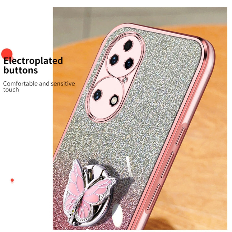 For Huawei P50 Plated Gradient Glitter Butterfly Holder TPU Phone Case