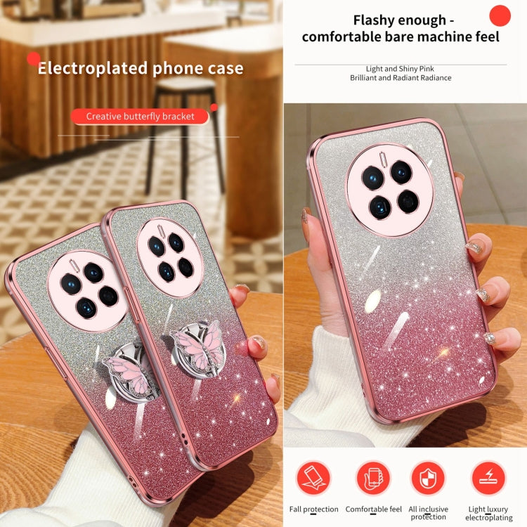 For Huawei Mate 50 Plated Gradient Glitter Butterfly Holder TPU Phone Case