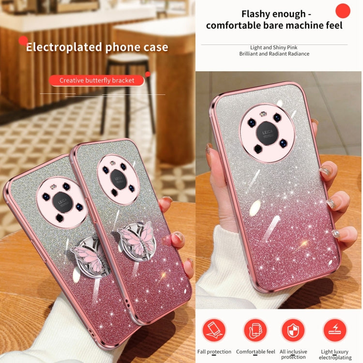 For Huawei Mate 40 Plated Gradient Glitter Butterfly Holder TPU Phone Case