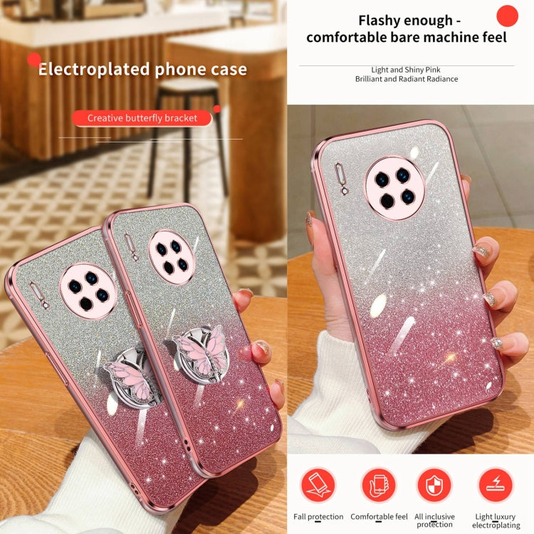 For Huawei Mate 30 Plated Gradient Glitter Butterfly Holder TPU Phone Case