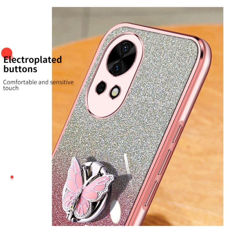 For Huawei nova 12 Pro Plated Gradient Glitter Butterfly Holder TPU Phone Case