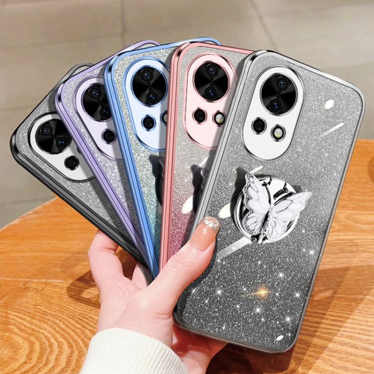 For Huawei nova 12 Plated Gradient Glitter Butterfly Holder TPU Phone Case