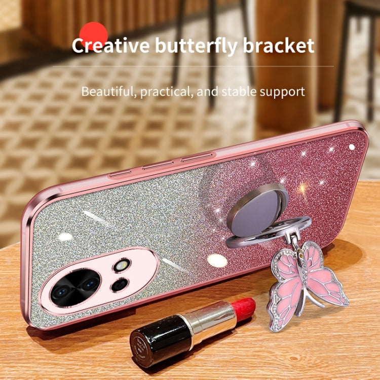For Huawei nova 12 Plated Gradient Glitter Butterfly Holder TPU Phone Case