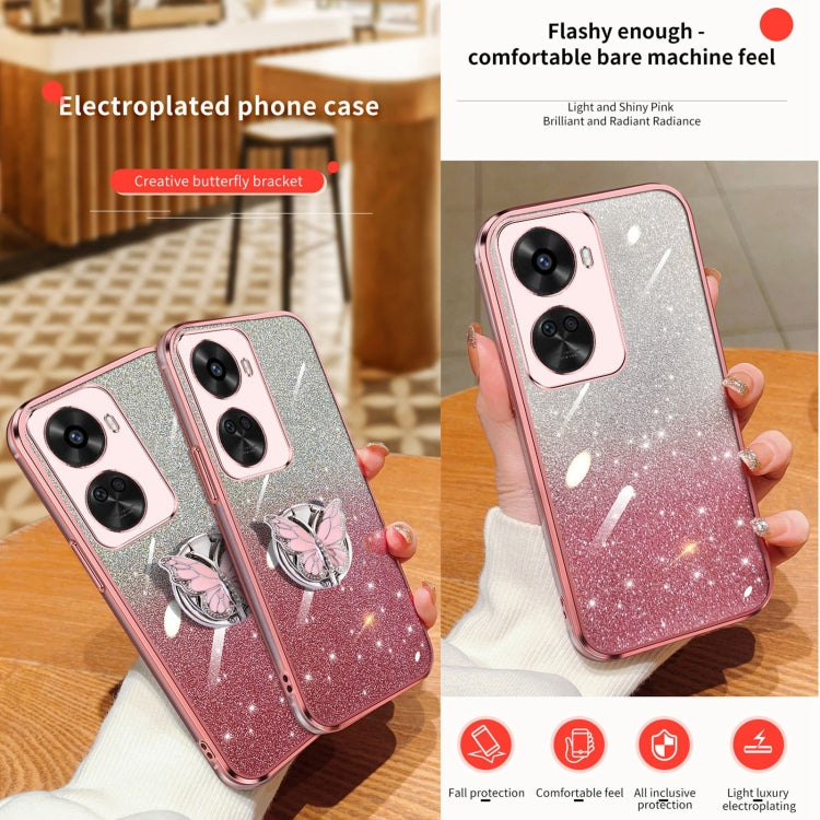 For Huawei nova 11 SE Plated Gradient Glitter Butterfly Holder TPU Phone Case