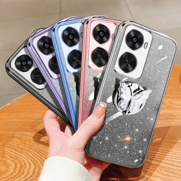 For Huawei nova 11 SE Plated Gradient Glitter Butterfly Holder TPU Phone Case