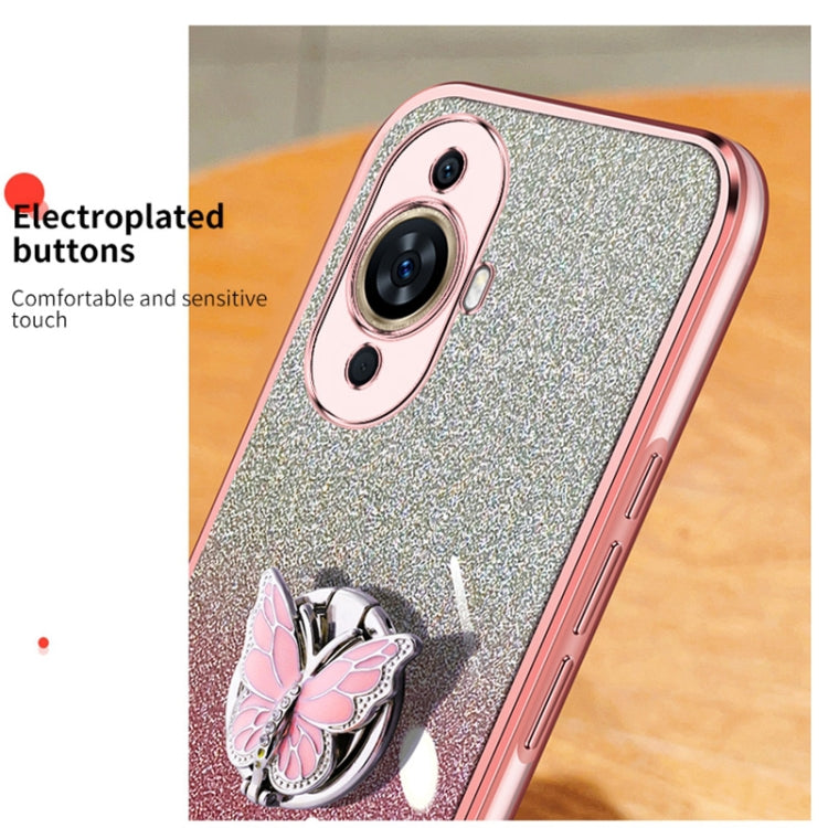 For Huawei nova 11 Plated Gradient Glitter Butterfly Holder TPU Phone Case