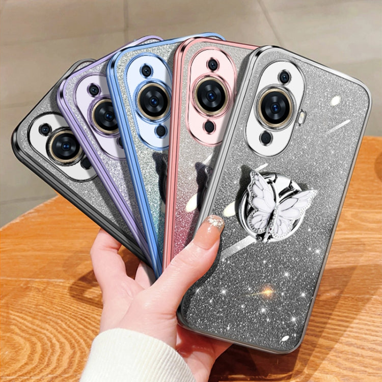 For Huawei nova 11 Plated Gradient Glitter Butterfly Holder TPU Phone Case