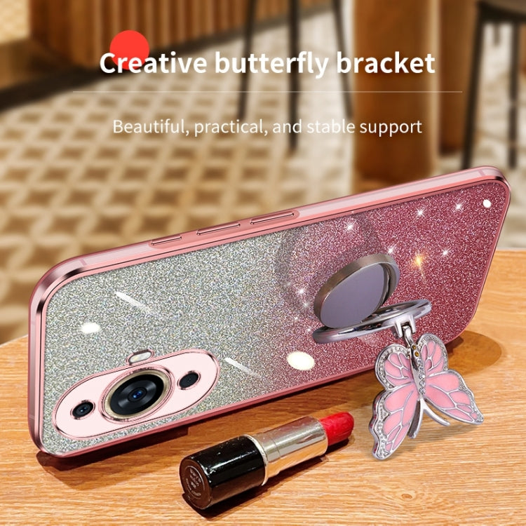 For Huawei nova 11 Plated Gradient Glitter Butterfly Holder TPU Phone Case