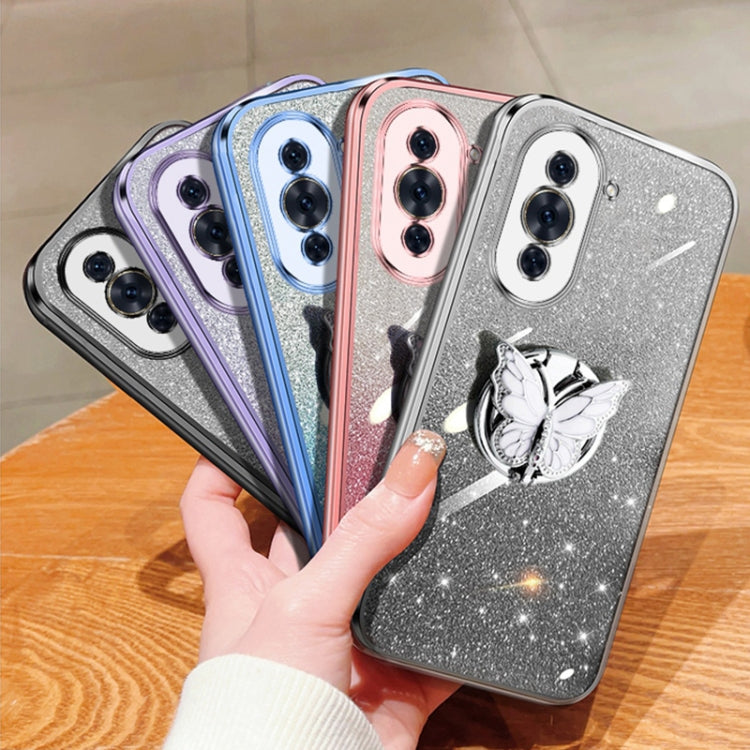 For Huawei nova 10 Pro Plated Gradient Glitter Butterfly Holder TPU Phone Case