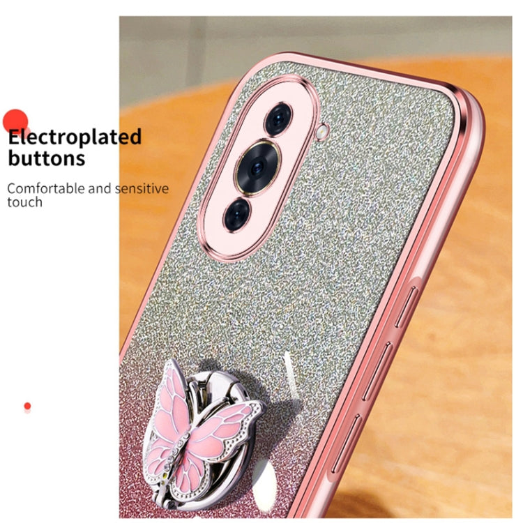 For Huawei nova 10 Pro Plated Gradient Glitter Butterfly Holder TPU Phone Case