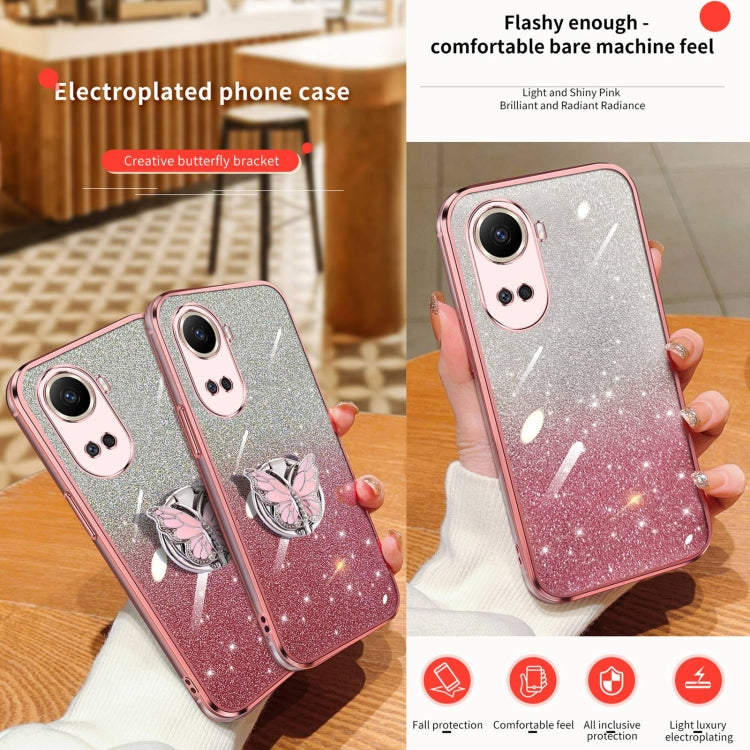 For Huawei nova 10 SE Plated Gradient Glitter Butterfly Holder TPU Phone Case