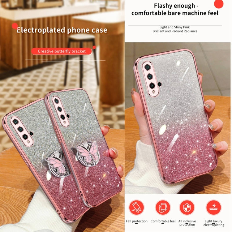 For Huawei nova 5 Plated Gradient Glitter Butterfly Holder TPU Phone Case