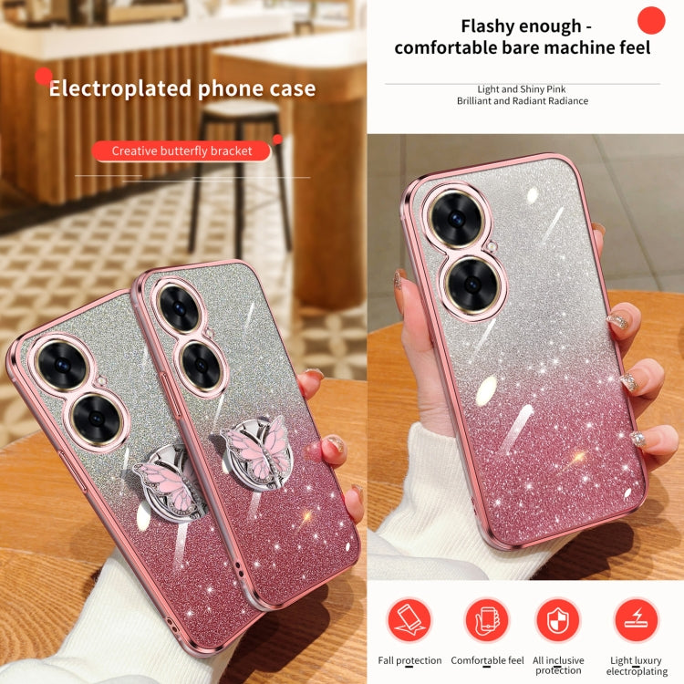 For Huawei Maimang 20 Plated Gradient Glitter Butterfly Holder TPU Phone Case