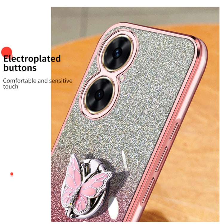 For Huawei Maimang 20 Plated Gradient Glitter Butterfly Holder TPU Phone Case