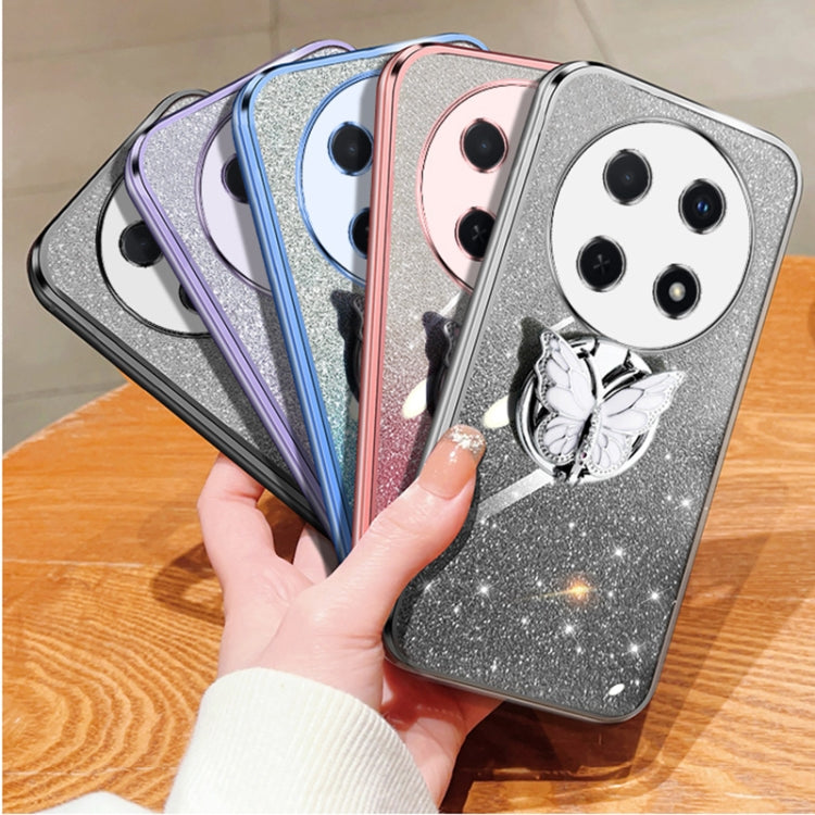 For Huawei Enjoy 70 Pro Plated Gradient Glitter Butterfly Holder TPU Phone Case