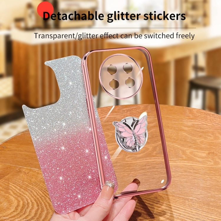 For Huawei Enjoy 60X Plated Gradient Glitter Butterfly Holder TPU Phone Case