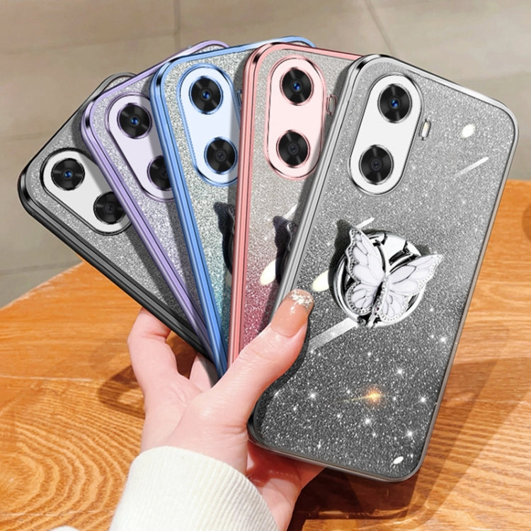 For Huawei Enjoy 60 Plated Gradient Glitter Butterfly Holder TPU Phone Case