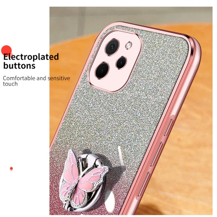 For Huawei Enjoy 50Z Plated Gradient Glitter Butterfly Holder TPU Phone Case