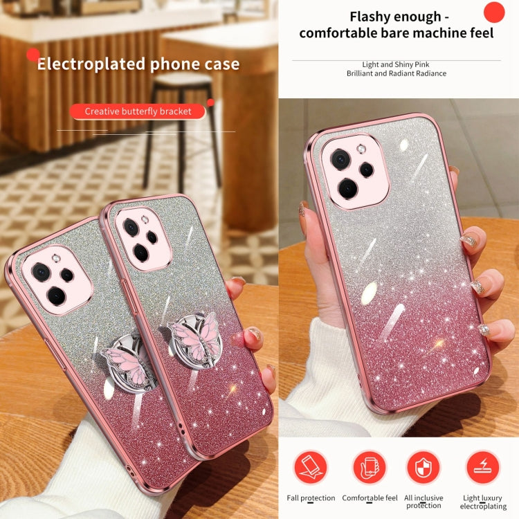 For Huawei Enjoy 50Z Plated Gradient Glitter Butterfly Holder TPU Phone Case