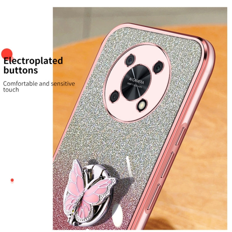 For Huawei Enjoy 50 Pro Plated Gradient Glitter Butterfly Holder TPU Phone Case