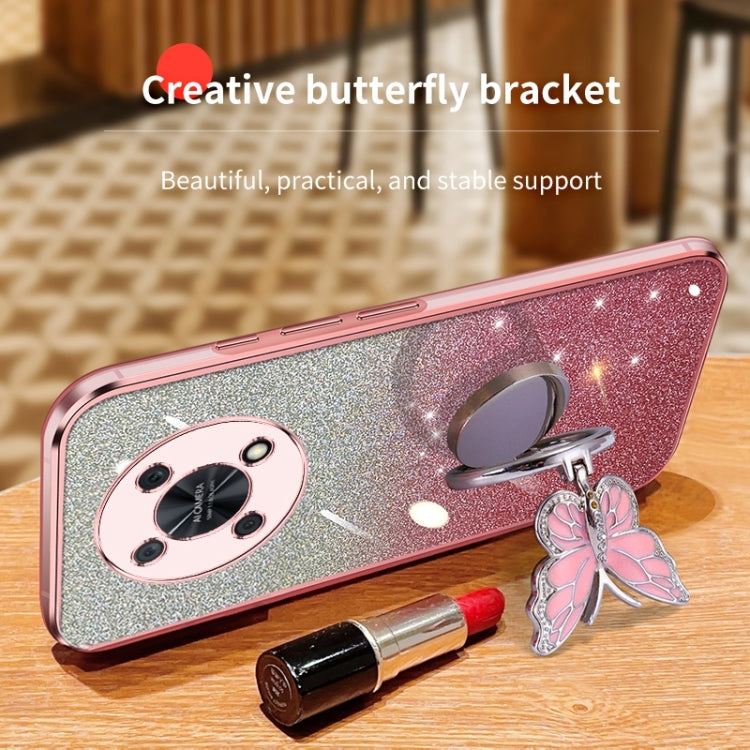 For Huawei Enjoy 50 Pro Plated Gradient Glitter Butterfly Holder TPU Phone Case