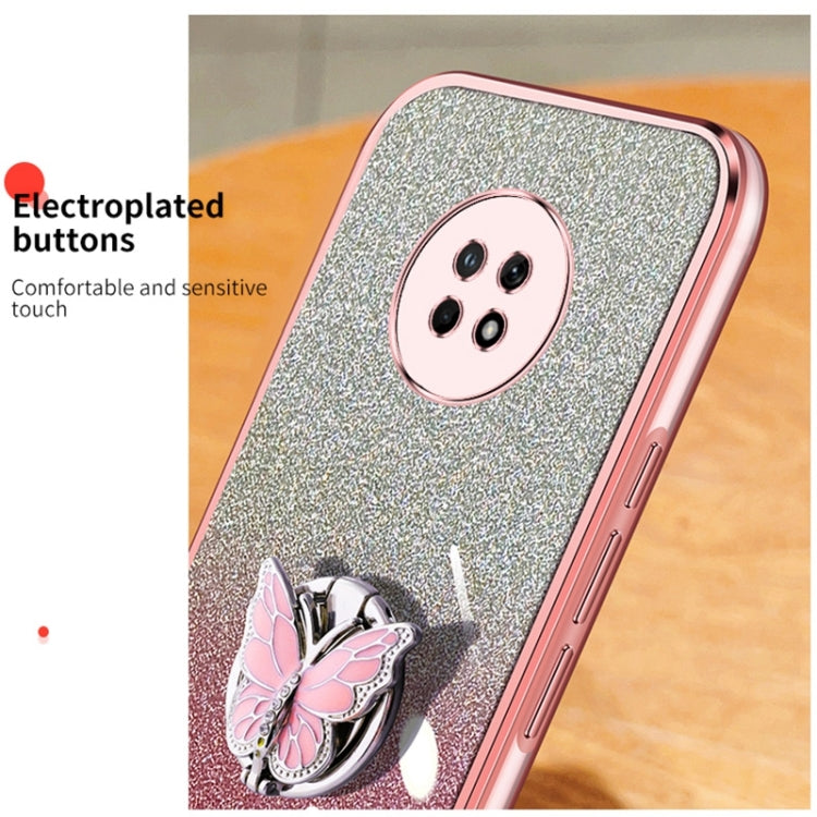 For Huawei Enjoy 20 Plus Plated Gradient Glitter Butterfly Holder TPU Phone Case