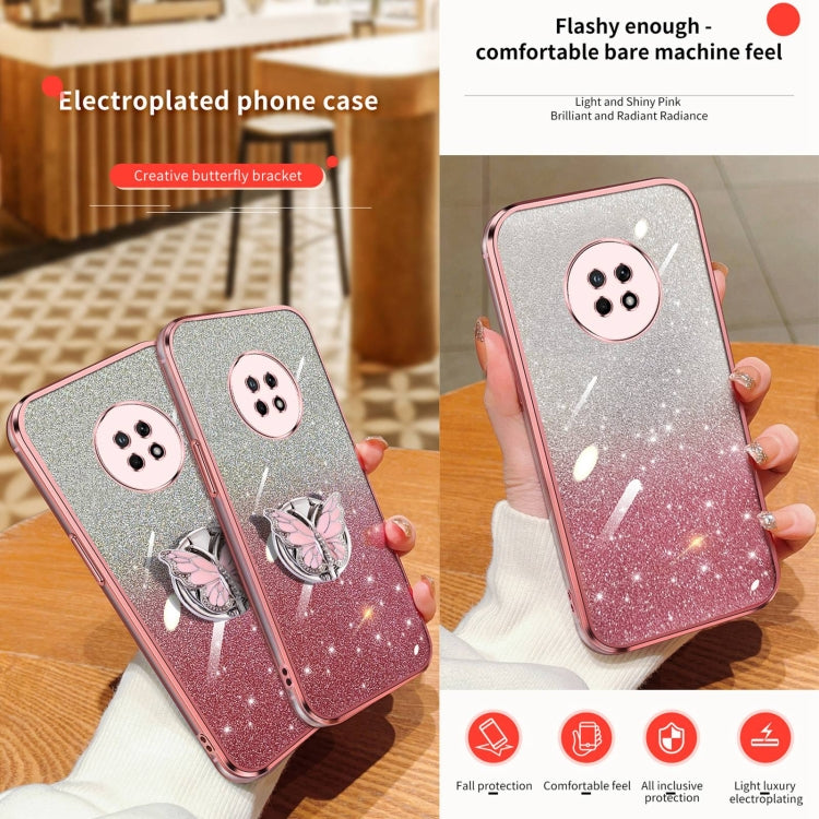 For Huawei Enjoy 20 Plus Plated Gradient Glitter Butterfly Holder TPU Phone Case
