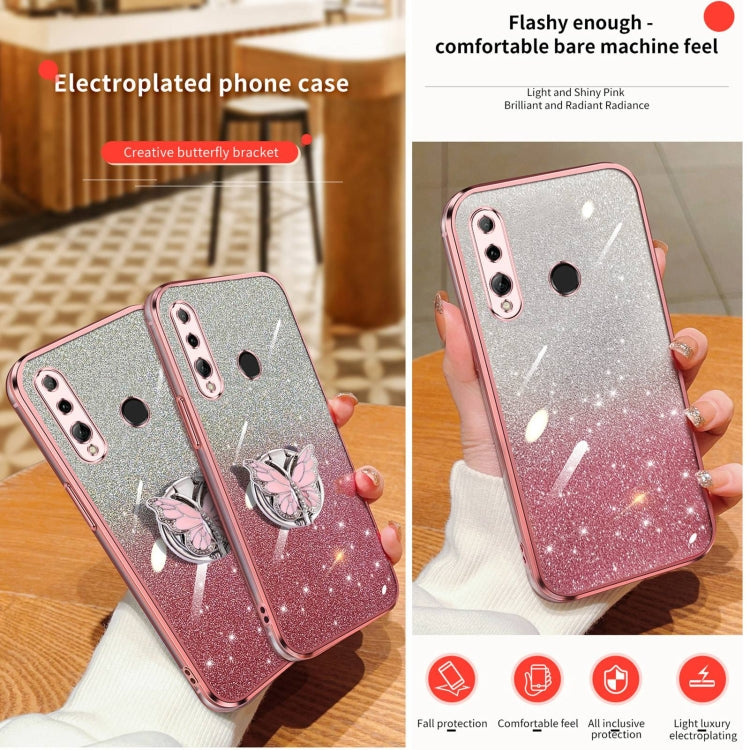 For Huawei Enjoy 9s Plated Gradient Glitter Butterfly Holder TPU Phone Case