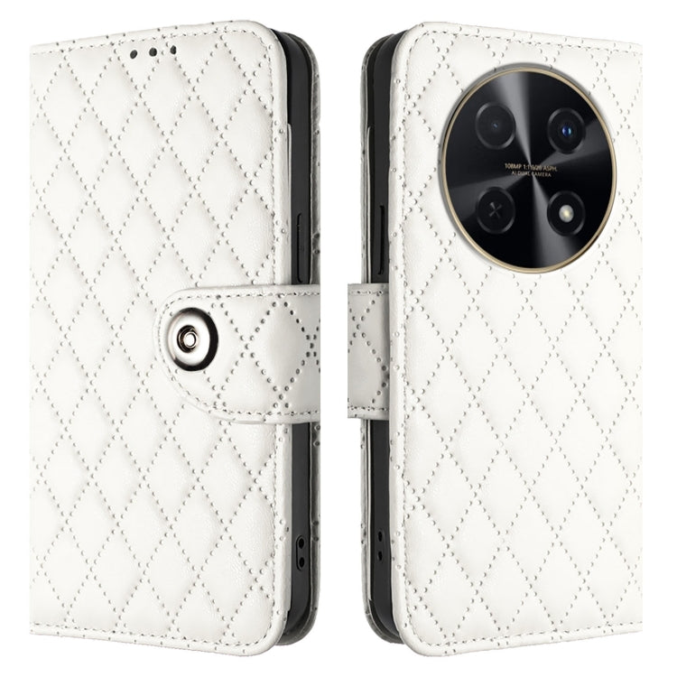 For Huawei nova 12i Rhombic Texture Flip Leather Phone Case with Lanyard