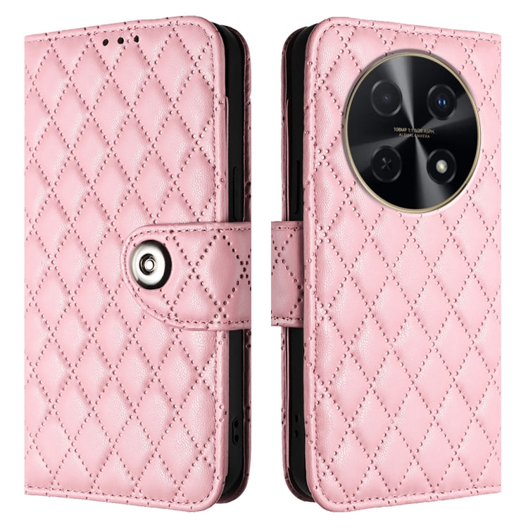 For Huawei nova 12i Rhombic Texture Flip Leather Phone Case with Lanyard