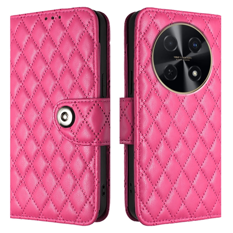 For Huawei nova 12i Rhombic Texture Flip Leather Phone Case with Lanyard