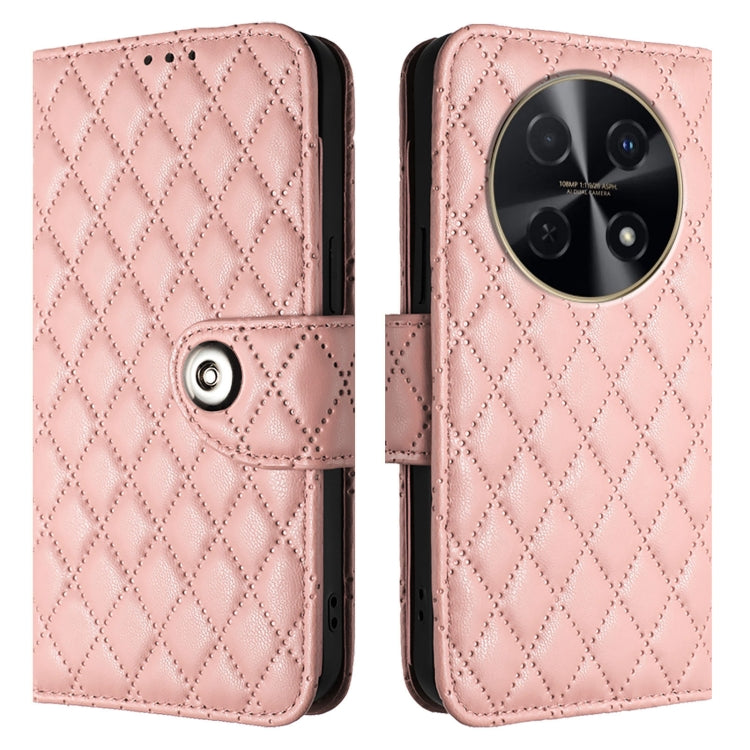 For Huawei nova 12i Rhombic Texture Flip Leather Phone Case with Lanyard