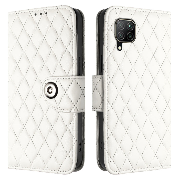For Huawei P40 lite / nova 6 SE Rhombic Texture Flip Leather Phone Case with Lanyard