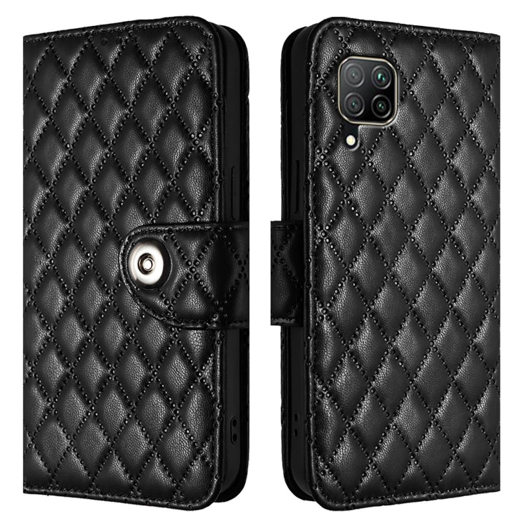 For Huawei P40 lite / nova 6 SE Rhombic Texture Flip Leather Phone Case with Lanyard