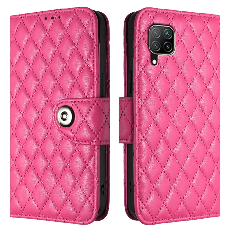 For Huawei P40 lite / nova 6 SE Rhombic Texture Flip Leather Phone Case with Lanyard