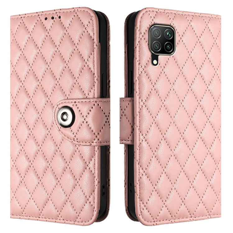 For Huawei P40 lite / nova 6 SE Rhombic Texture Flip Leather Phone Case with Lanyard