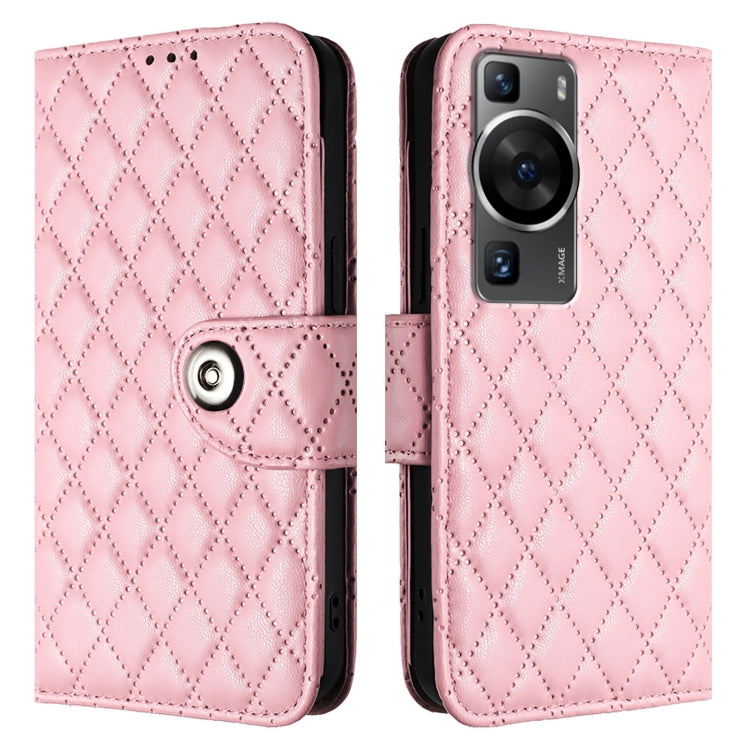 For Huawei P60 / P60 Pro Rhombic Texture Flip Leather Phone Case with Lanyard