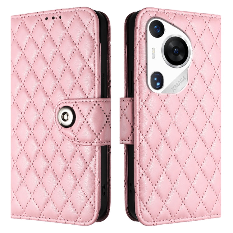 For Huawei Pura 70 Pro Rhombic Texture Flip Leather Phone Case with Lanyard