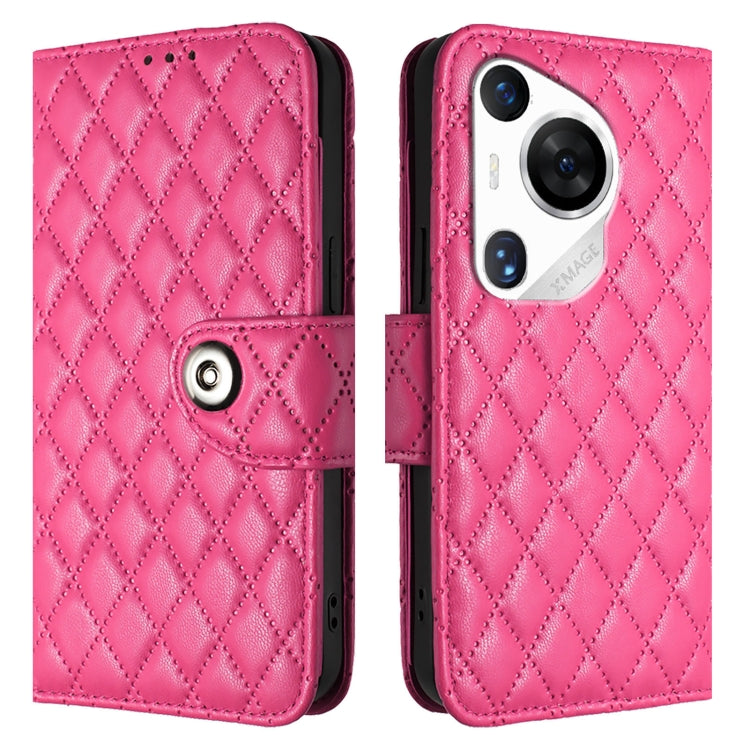 For Huawei Pura 70 Pro Rhombic Texture Flip Leather Phone Case with Lanyard