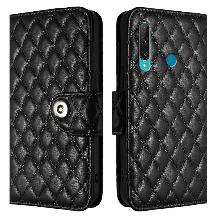 For Huawei Enjoy 9s / P Smart+ 2019 Rhombic Texture Flip Leather Phone Case with Lanyard