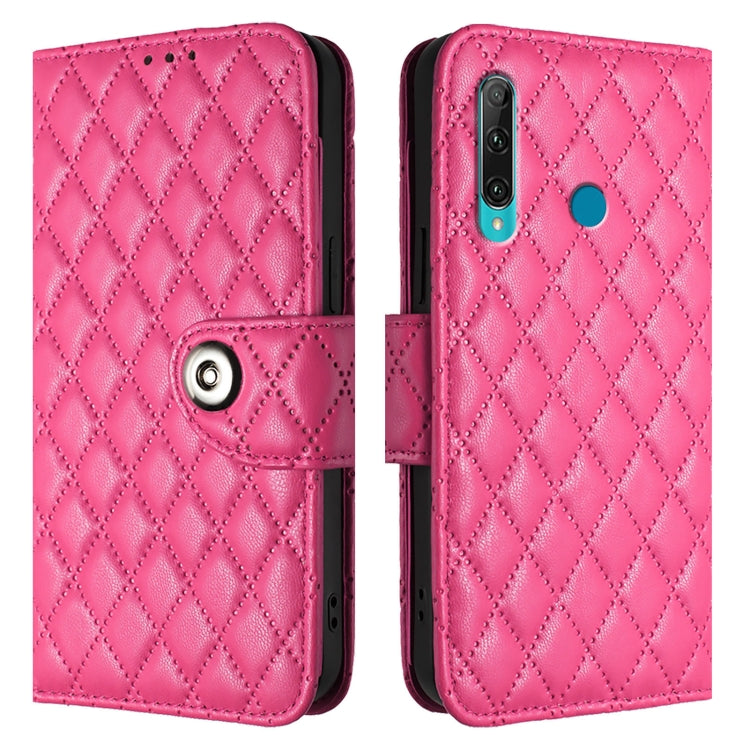 For Huawei Enjoy 9s / P Smart+ 2019 Rhombic Texture Flip Leather Phone Case with Lanyard