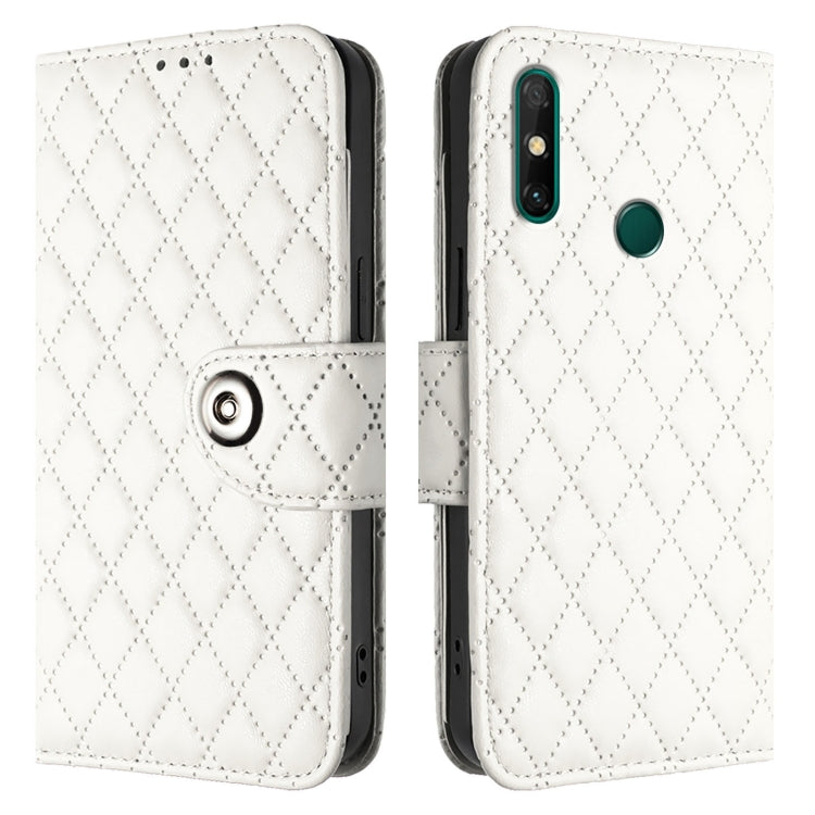 For Huawei P smart 2021 Rhombic Texture Flip Leather Phone Case with Lanyard