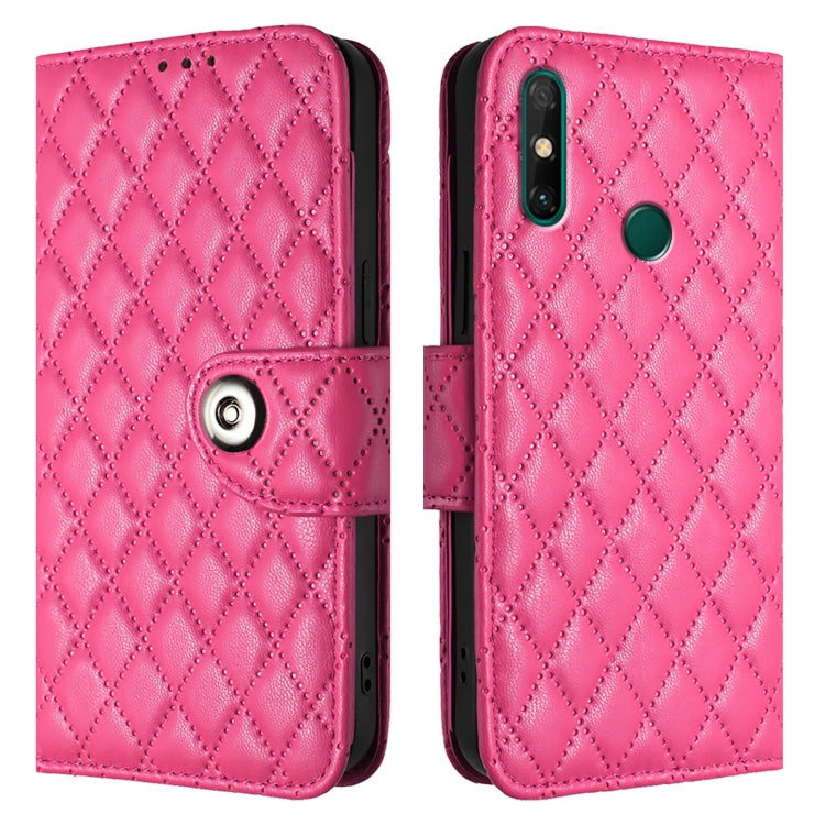 For Huawei P smart 2021 Rhombic Texture Flip Leather Phone Case with Lanyard