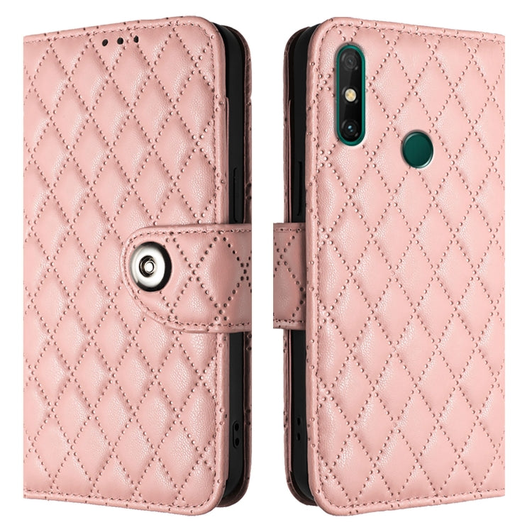 For Huawei P smart 2021 Rhombic Texture Flip Leather Phone Case with Lanyard