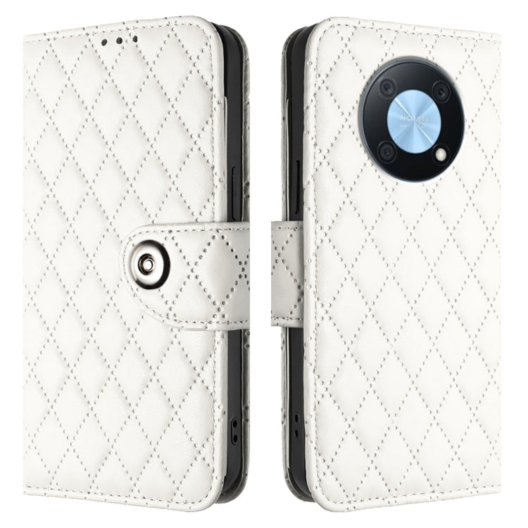 For Huawei Enjoy 50 Pro / nova Y90 Rhombic Texture Flip Leather Phone Case with Lanyard