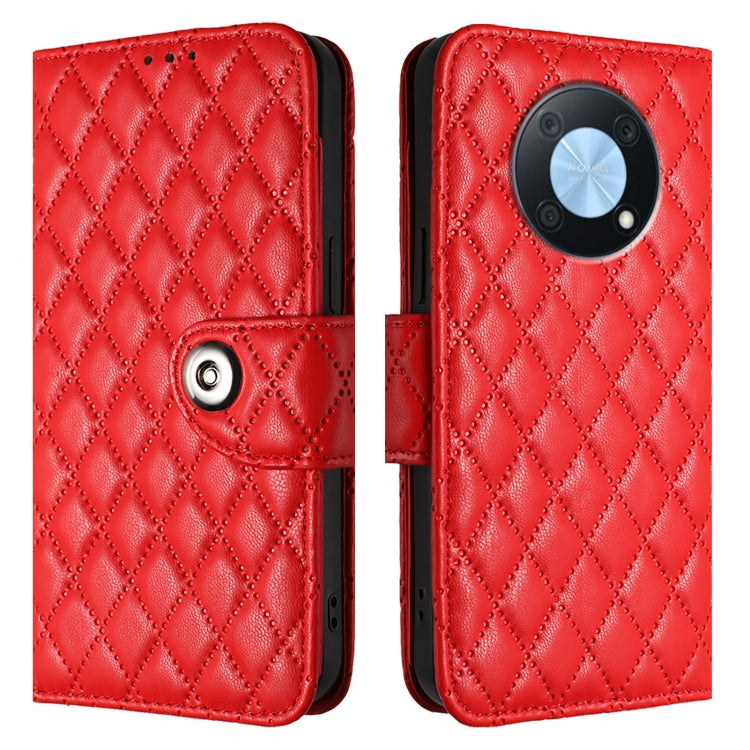 For Huawei Enjoy 50 Pro / nova Y90 Rhombic Texture Flip Leather Phone Case with Lanyard