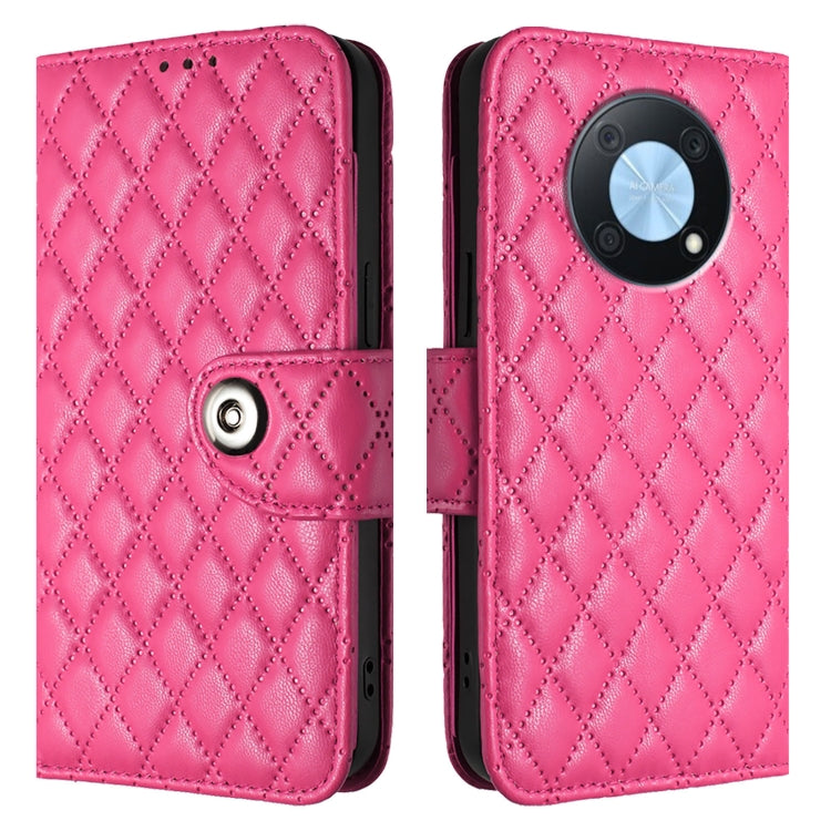 For Huawei Enjoy 50 Pro / nova Y90 Rhombic Texture Flip Leather Phone Case with Lanyard