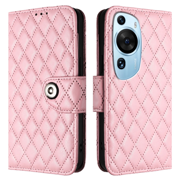For Huawei P60 Art Rhombic Texture Flip Leather Phone Case with Lanyard