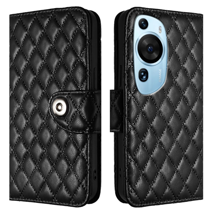 For Huawei P60 Art Rhombic Texture Flip Leather Phone Case with Lanyard