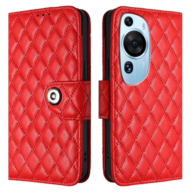 For Huawei P60 Art Rhombic Texture Flip Leather Phone Case with Lanyard
